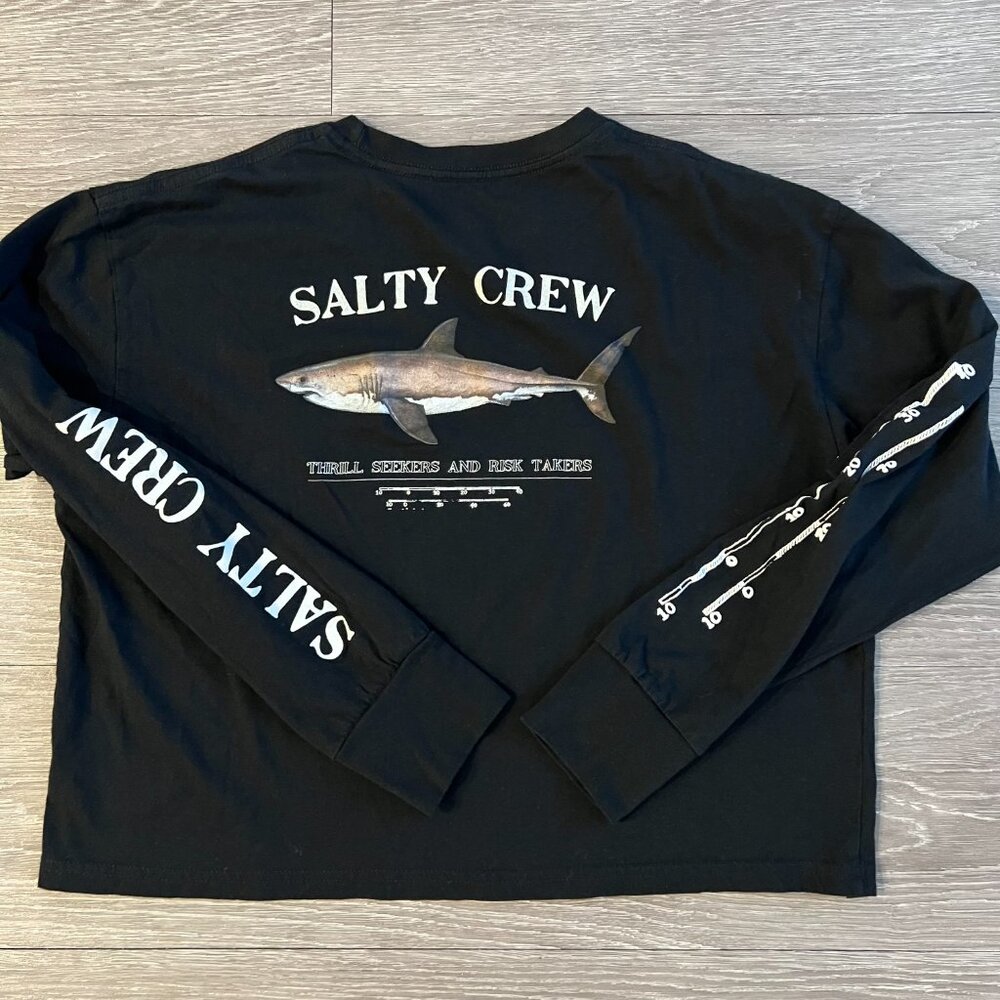 Salty Crew long sleeve "Bruce" crop tee in black size large - Picture 2 of 5